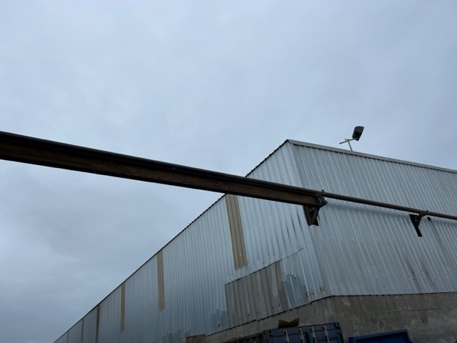 Steam Piping with I Beam Support Bridge